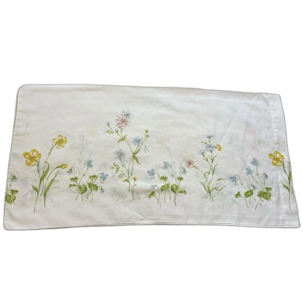 Vintage Spring Wildflower King Pillowcase Cottagecore Shabby Chic White 20X35